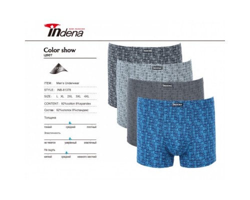 Боксери Індена 81378 Бавовна  асорті L-4XL  ( 6/12 шт)