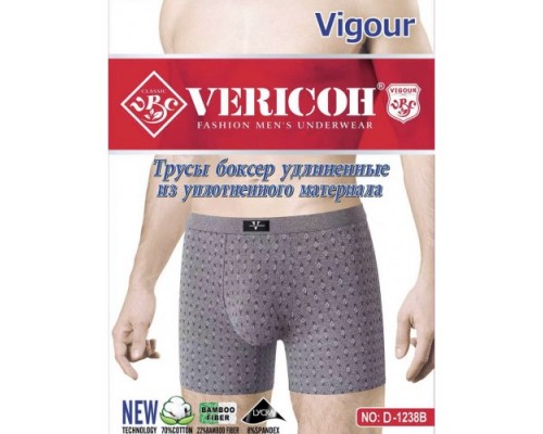 0Бокс. чоловічі подовжені Коттон + бамбук VERICON 1238 асорті XL-4XL (12/6 шт в уп)