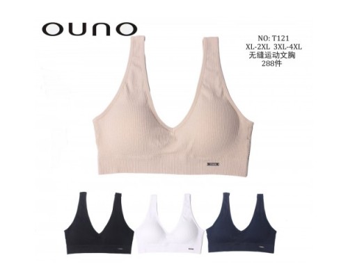 Топ  жен. OUNO 121  полиамид, вставная чашка ассорти в рубчик  XL-2XL; 3XL-4XL (12 шт в уп.)