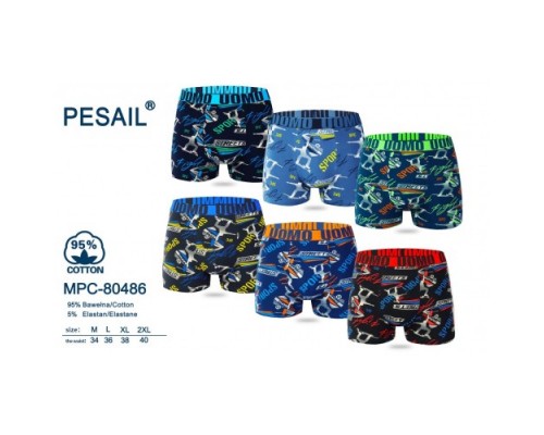 Боксери чоловічі PESAIL 80486 коттон асорті М-2XL (12 шт в уп)