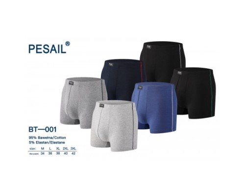 Боксери чоловічі PESAIL BT001 котон асорті M-3XL (24/12 шт)