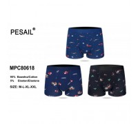 Боксери чоловічі PESAIL 80618 коттон Новорічні , сині , чорні М-2XL (24/12 шт в уп)