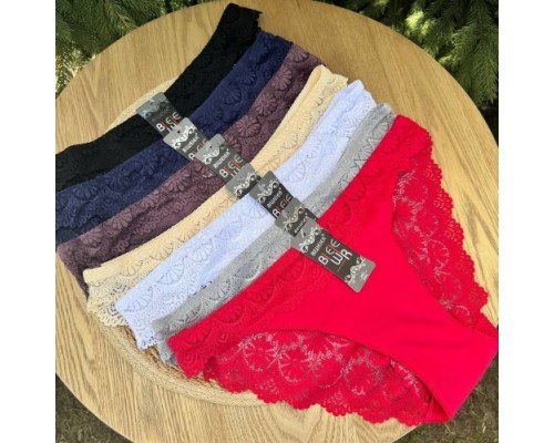Труси бавовна+мереживо BIWIER 3027 асорті XL-3XL (24 шт. в уп)
