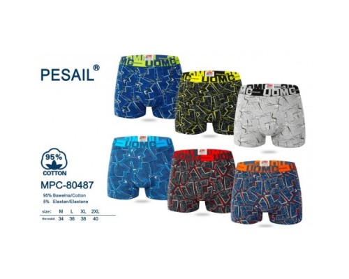 Боксери чоловічі PESAIL 80487  котон асорті  M-2XL (24/12 шт)