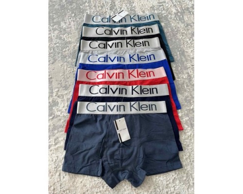0Боксери чоловік. Calvin Klein СК 1 Коттон кольорове асорті широка гумка ХL-3XL (12 шт. в уп.)
