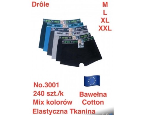 Боксеры муж. DROLE 3001 ассорти М-2XL (12 шт. в уп.)