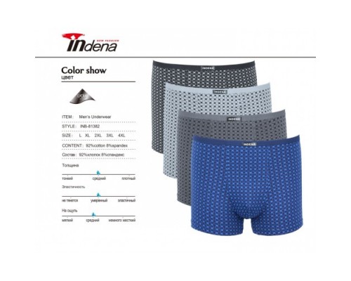 Боксери Індена 81382 Бавовна  асорті L-4XL  ( 6/12 шт)