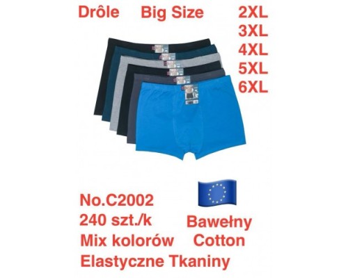 Боксери чоловік. Батал DROLE 2002 асорті 2XL-6XL (12 шт. в уп.)