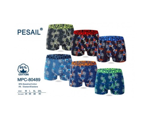 Боксери чоловічі PESAIL 80489 коттон асорті М-2XL (12 шт в уп)