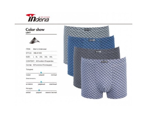 Боксери Індена 81353 Бавовна  асорті L-4XL  ( 6/12 шт)