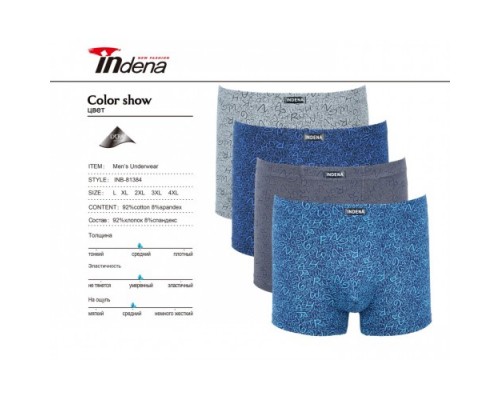 Боксери Індена 81384 Бавовна  асорті L-4XL  ( 6/12 шт)