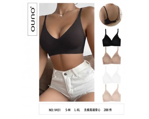 Топ  жен. OUNO 451 бесшовный, вставная чашка  на застежке ассорти  S/M-L/XL (12 шт в уп.)