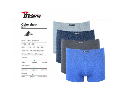 Боксери Індена 81361 Бавовна  асорті L-4XL  ( 6/12 шт)