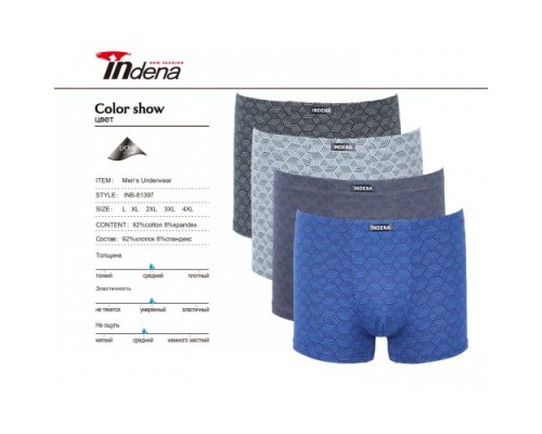 Боксери Індена 81397 Бавовна  асорті L-4XL  ( 6/12 шт)