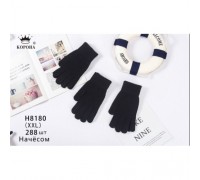 Рукавички чоловічі вовна Корона 8180 чорні F (12 шт в уп)