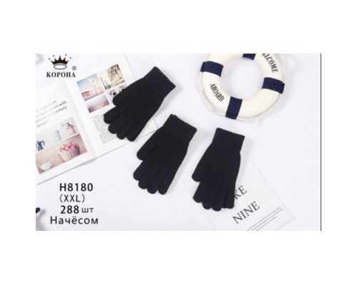 Рукавички чоловічі вовна Корона 8180 чорні F (12 шт в уп)