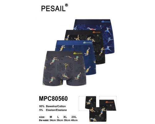 Боксери чоловічі PESAIL 80560  котон асорті  M-2XL (24/12 шт)