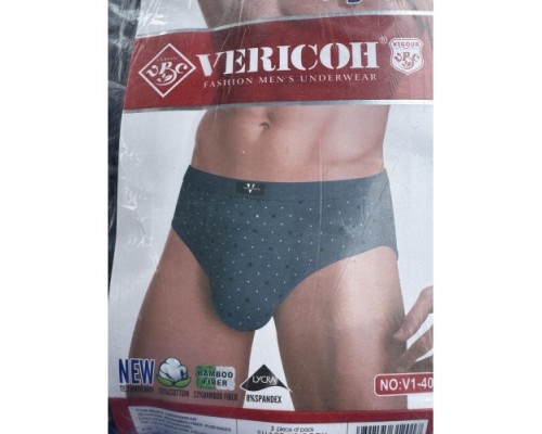 Плавки мужские Коттон+бамбук VERICON 1-401 ассорти XL-4XL (12/6 шт в уп)