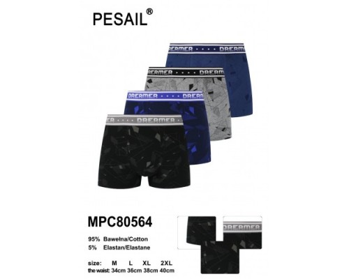 Боксери чоловічі PESAIL 80564  котон асорті  M-2XL (24/12 шт)