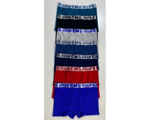 0Боксери чоловічі EMS БАТАЛ Коттон асорті середня гумка 6ХL-8XL (12 шт. в уп.)