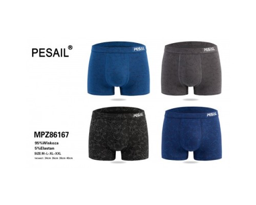Боксеры мужские PESAIL 86167  коттон ассорти М-2XL ( 12 шт в уп)