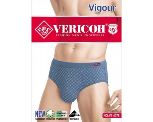 Плавки мужские Коттон+бамбук VERICON 1-4078 ассорти XL-4XL (12/6 шт в уп)