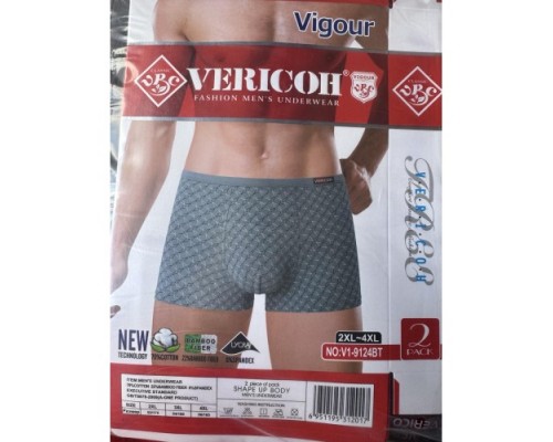 0Бокс. чоловічі Коттон+бамбук VERICON 9124 асорті 2XL-4XL (12/6 шт в уп)