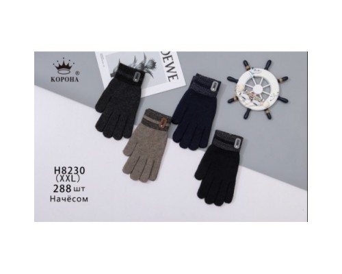 Перчатки муж.   шерсть Корона 8230 ассорти 2XL  (12 шт в уп)