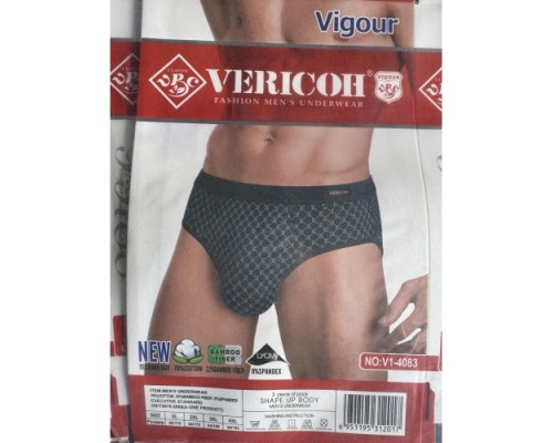 Плавки мужские Коттон+бамбук VERICON 1-4083 ассорти XL-4XL (12/6 шт в уп)