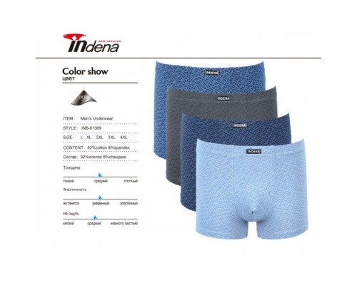 Боксери Індена 81369 Бавовна  асорті L-4XL  ( 6/12 шт)