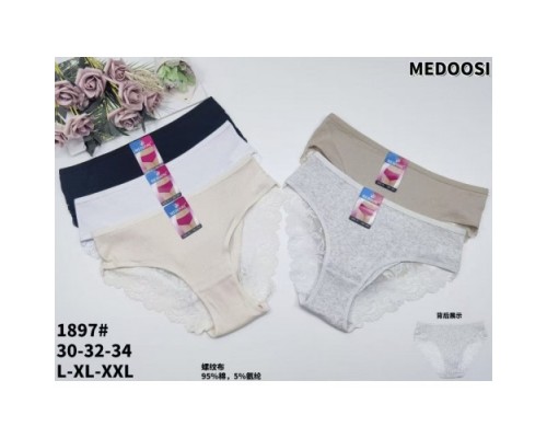Трусы жен. MEDOSI 1897  ассорти в рубчик L-2XL ( 24шт в уп.)