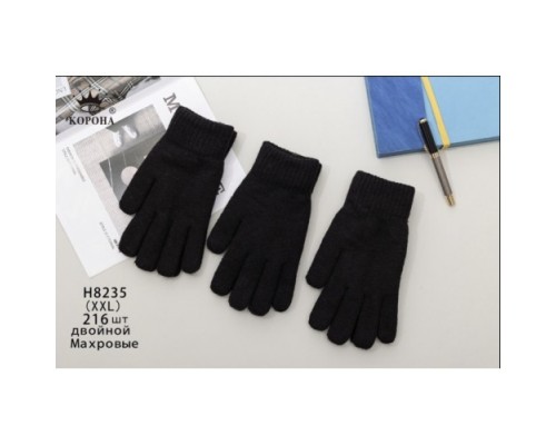 Перчатки муж.   шерсть Корона 8235 черные 2XL  (12 шт в уп)