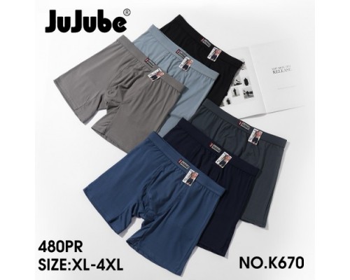 0Бокс. чоловічі подовжені Коттон+Бамбук JUJUBE 670 асорті XL-4XL (12/6 шт в уп)